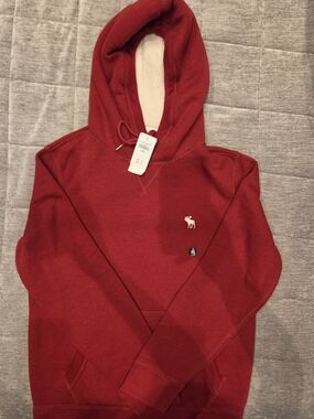 Abercrombie & Fitch Deep Red Crewneck Hooded Pullover